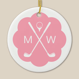 Personalisierter Monogram Pink Golf Keramik Ornament