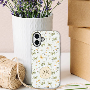 Personalisierter Monogram Spring Butterfly iPhone 16 Plus Hülle