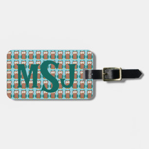 Personalisierter Monogram Wise Brown Barwl Bird Gepäckanhänger