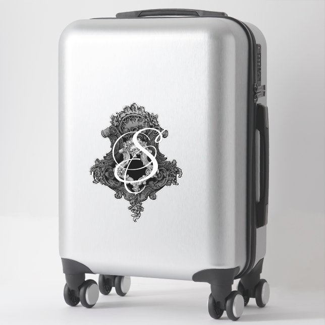 Personalisierter Monogramm Anfangskleber aus Vinyl Aufkleber (Koffer)