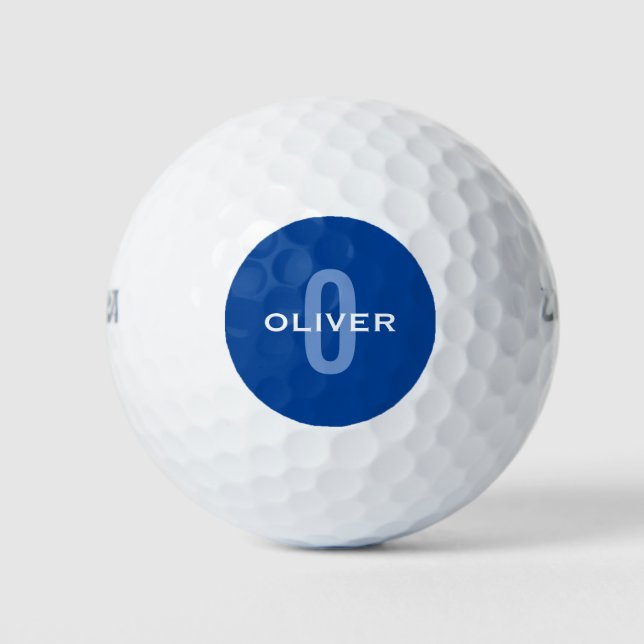 Personalisierter Monogramm blauer Name Golfball (Vorderseite)