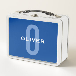 Personalisierter Monogramm blauer Name Metall Brotdose