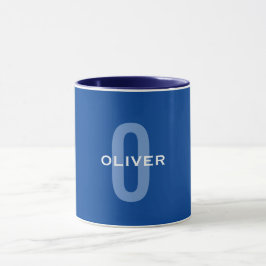 Personalisierter Monogramm blauer Name Tasse