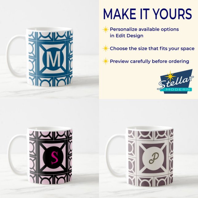 Personalisierter Monogramm-Breeze-Block-Becher Kaffeetasse (Von Creator hochgeladen)