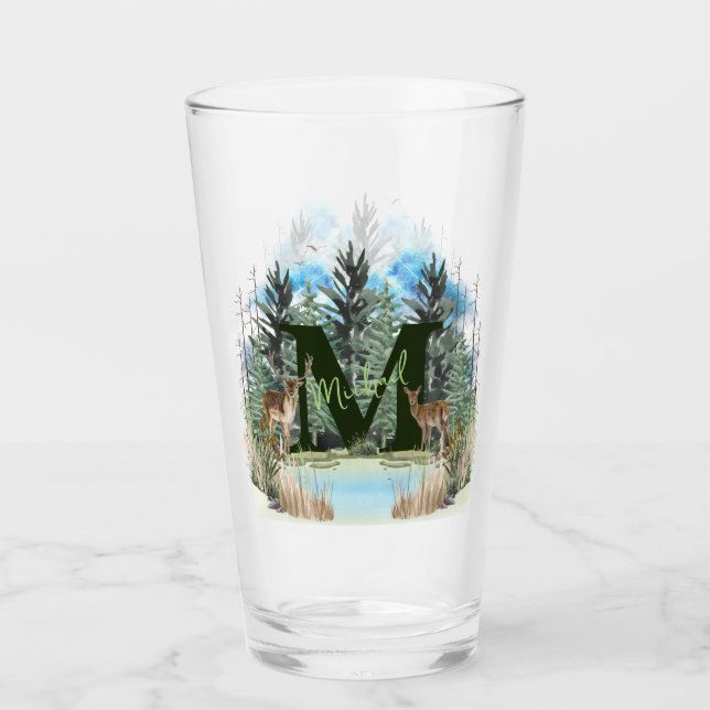 Personalisierter Monogramm-Buchstaben für Wasserfa Glas (Vorderseite)