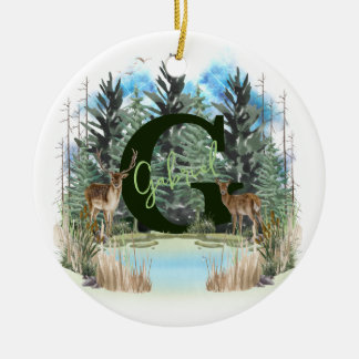 Personalisierter Monogramm-Buchstaben G Keramik Ornament