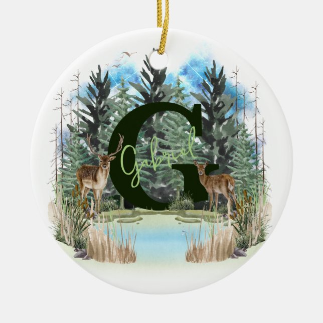 Personalisierter Monogramm-Buchstaben G Keramik Ornament (Vorne)