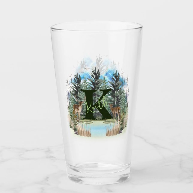 Personalisierter Monogramm-Buchstaben K Glas (Vorderseite)