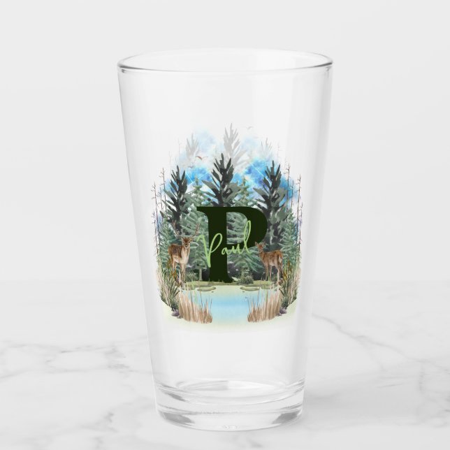 Personalisierter Monogramm-Buchstaben P Glas (Vorderseite)