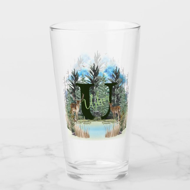 Personalisierter Monogramm-Buchstaben U Glas (Vorderseite)