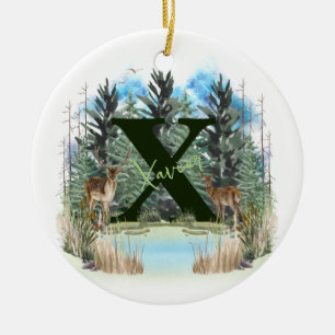 Personalisierter Monogramm-Buchstaben X Keramik Ornament