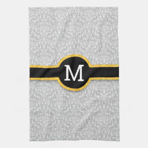 Personalisierter Monogramm-Damast Geschirrtuch