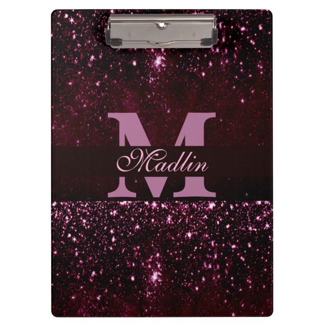 personalisierter Monogramm-Glitzer Klemmbrett (Vorderseite)
