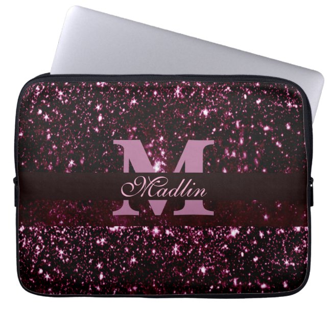 personalisierter Monogramm-Glitzer Laptopschutzhülle (Vorderseite)