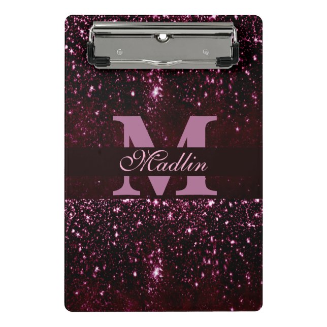 personalisierter Monogramm-Glitzer Mini Klemmbrett (Vorderseite)