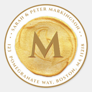 Personalisierter Monogramm-Goldaufkleber Runder Aufkleber