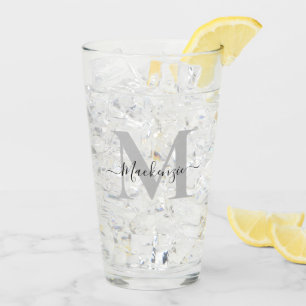 Personalisierter Monogramm-Initial-Name-Trinkbeche Glas