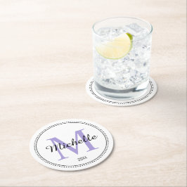 Personalisierter Monogramm-Lavendel Runder Pappuntersetzer