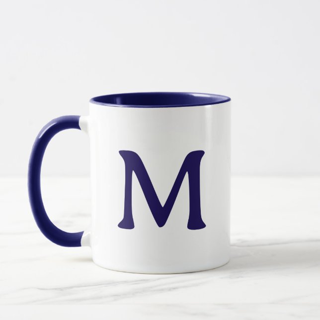Personalisierter Monogramm Moderner Marineblauer W Tasse (Links)