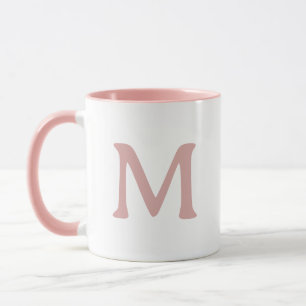 Personalisierter Monogramm Moderner Rosa Weißer Be Tasse