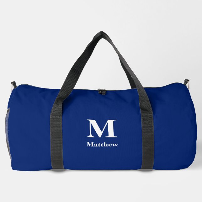 Personalisierter Monogramm Name blau Duffle Bag (Rückseite)