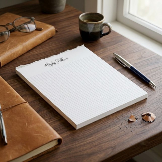 Personalisierter Monogramm-Name einfach minimalist Notizblock (Classic Modern Simple Monogram Lined Note pad
)