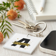 Personalisierter Monogramm-Name Schwarz und Gold