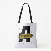 Personalisierter Monogramm-Name Schwarz und Gold