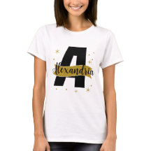 Personalisierter Monogramm-Name Schwarz Weiß Gold
