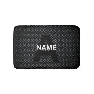 Personalisierter Monogramm Name Schwarz-Weiß-Textu Badematte