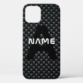Personalisierter Monogramm Name Schwarz-Weiß-Textu Case-Mate iPhone Hülle