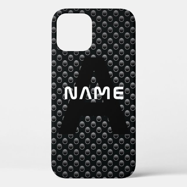 Personalisierter Monogramm Name Schwarz-Weiß-Textu Case-Mate iPhone Hülle (Rückseite)