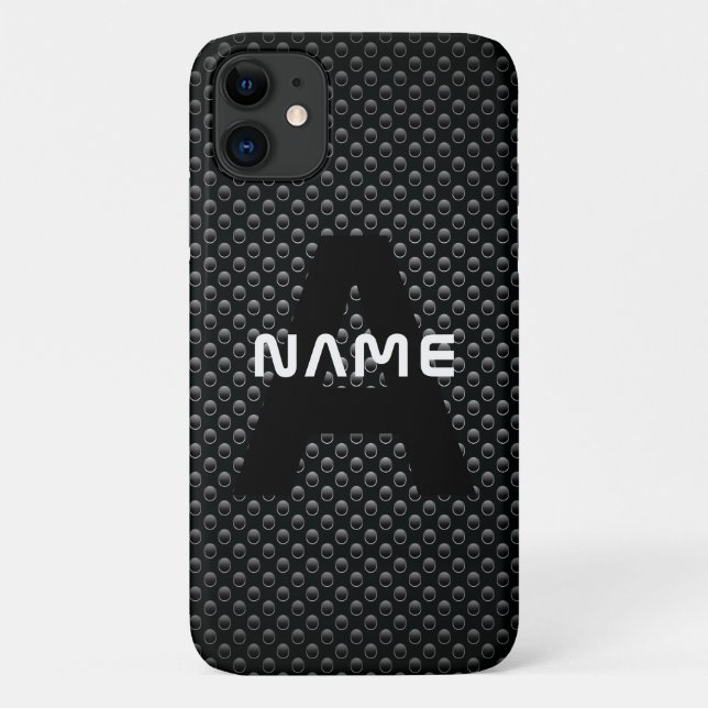 Personalisierter Monogramm Name Schwarz-Weiß-Textu Case-Mate iPhone Hülle (Rückseite)