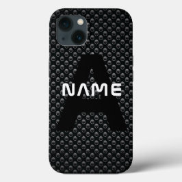 Personalisierter Monogramm Name Schwarz-Weiß-Textu Case-Mate iPhone Hülle