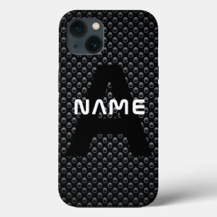 Personalisierter Monogramm Name Schwarz-Weiß-Textu Case-Mate iPhone Hülle