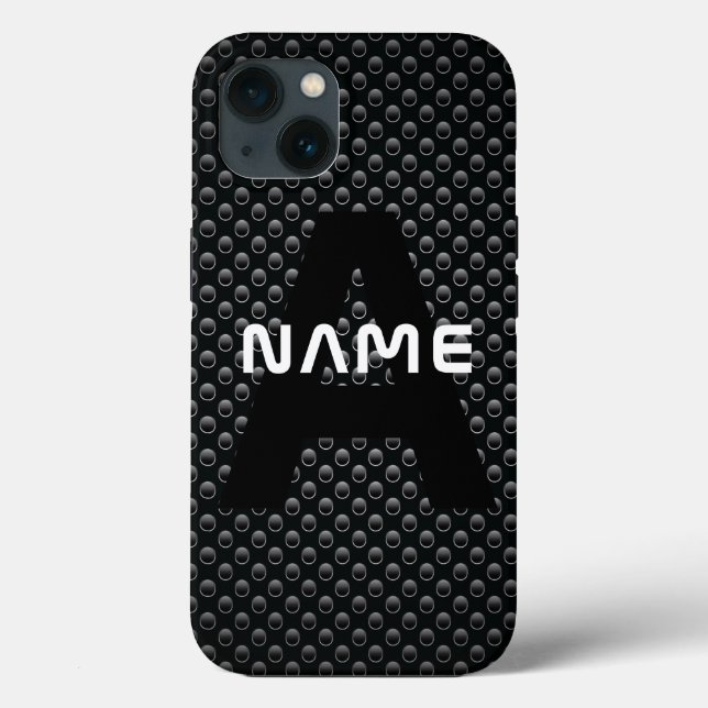 Personalisierter Monogramm Name Schwarz-Weiß-Textu Case-Mate iPhone Hülle (Rückseite)