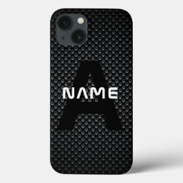 Personalisierter Monogramm Name Schwarz-Weiß-Textu Case-Mate iPhone Hülle