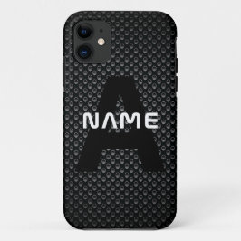 Personalisierter Monogramm Name Schwarz-Weiß-Textu Case-Mate iPhone Hülle