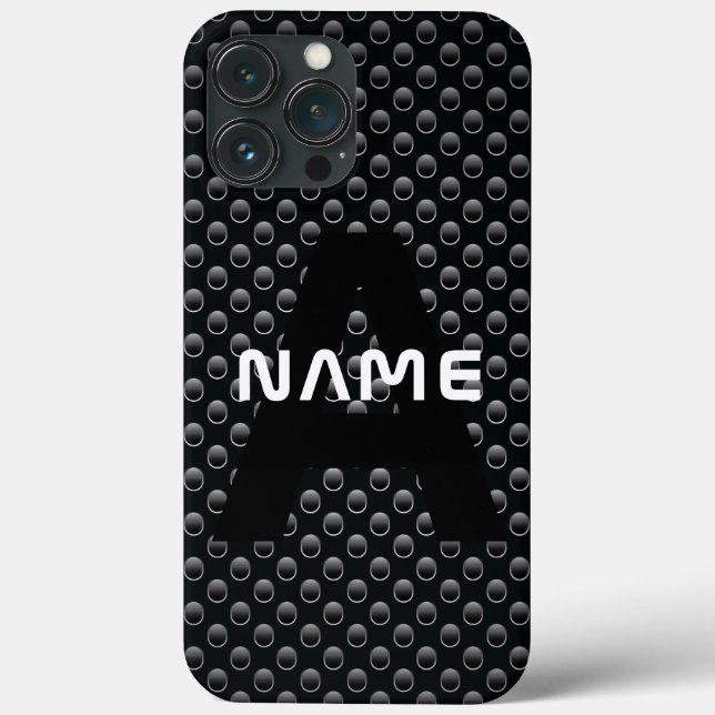 Personalisierter Monogramm Name Schwarz-Weiß-Textu Case-Mate iPhone Hülle (Rückseite)