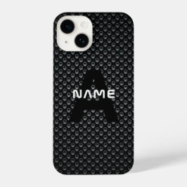 Personalisierter Monogramm Name Schwarz-Weiß-Textu iPhone 14 Hülle