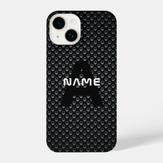 Personalisierter Monogramm Name Schwarz-Weiß-Textu iPhone 14 Hülle