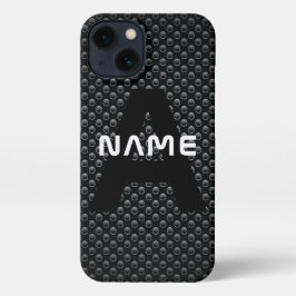 Personalisierter Monogramm Name Schwarz-Weiß-Textu iPhone Hülle