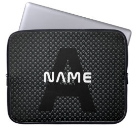Personalisierter Monogramm Name Schwarz-Weiß-Textu Laptopschutzhülle