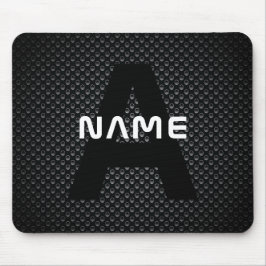 Personalisierter Monogramm Name Schwarz-Weiß-Textu Mousepad