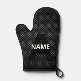 Personalisierter Monogramm Name Schwarz-Weiß-Textu Ofenhandschuh