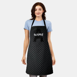 Personalisierter Monogramm Name Schwarz-Weiß-Textu Schürze