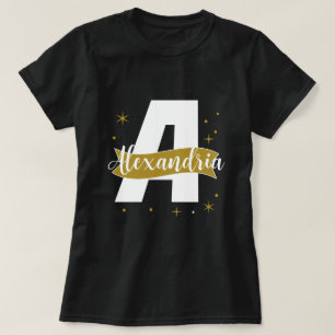 Personalisierter Monogramm-Name Schwarz Weiß und G T-Shirt