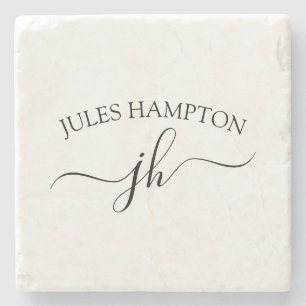 Personalisierter Monogramm-Name Steinuntersetzer