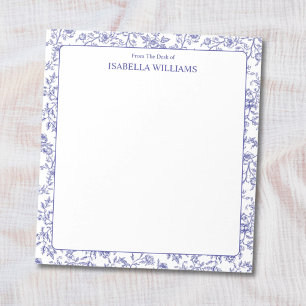 Personalisierter Monogramm-Name Vintage-Blume Flor Notizblock