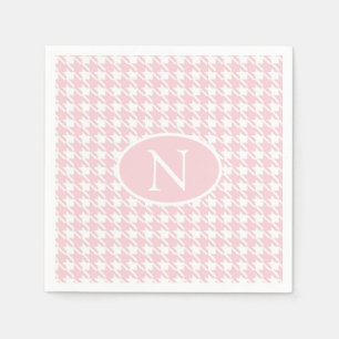 Personalisierter Monogramm Pink-Hahnentrittmuster- Serviette